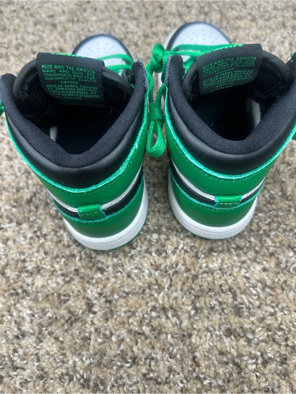 Nike Kids Green Black White High-Top Sneakers - Picture 5 of 6